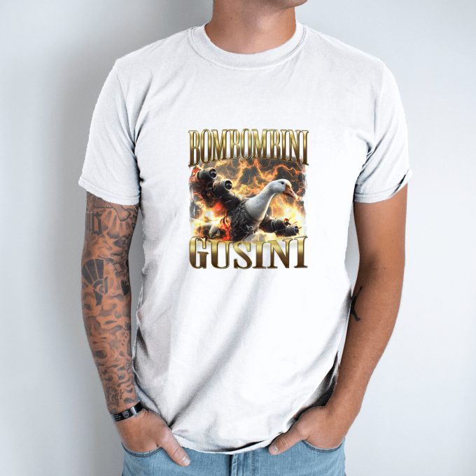 Unisex marškinėliai su spauda „Bombombini Gusini turbo skrydis“