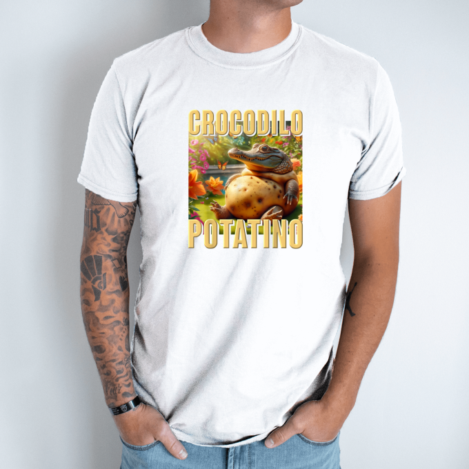 Unisex marškinėliai su spauda „Crocodilo Potatino“ - Image 2