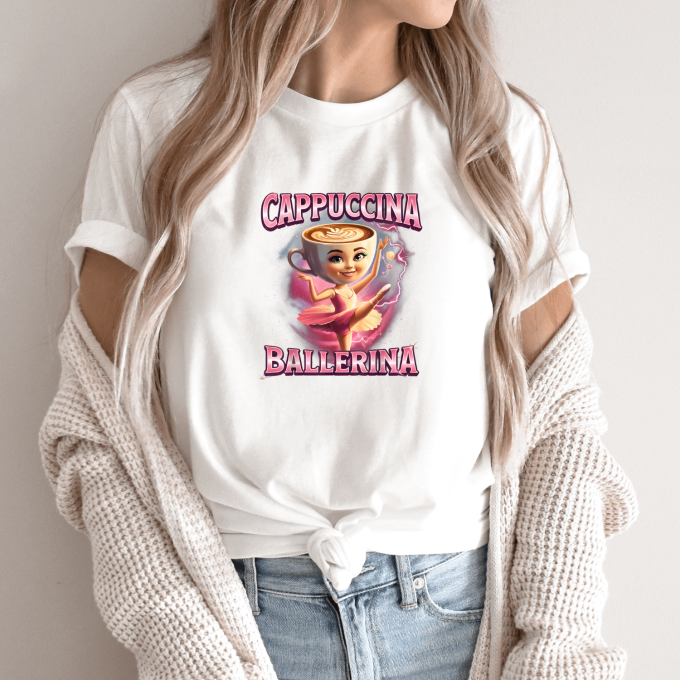 Unisex marškinėliai su spauda „Energingoji Ballerina Cappuccino“