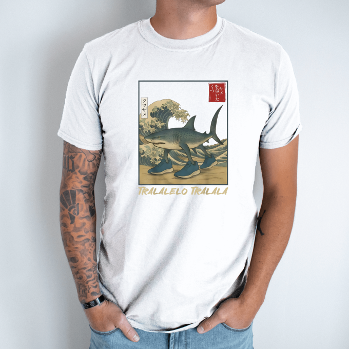 Unisex marškinėliai su spauda „Tralalelo Tralala Japonija“