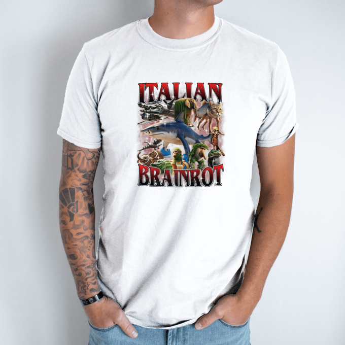 Unisex marškinėliai su spauda „Italian Brainrot Raudonasis chaosas“