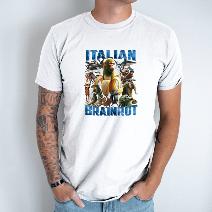 Unisex marškinėliai su spauda „Italian Brainrot Tropinis valdovas“