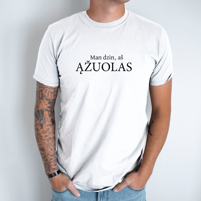 Unisex marškinėliai su spauda „Man dzin, aš ...“ jūsų vardas