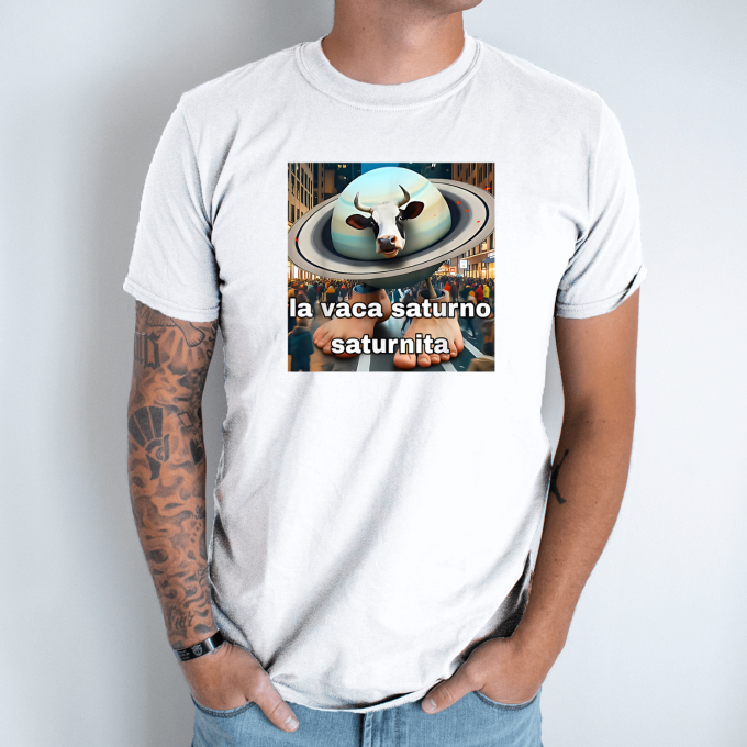 Unisex marškinėliai su spauda „Saturno Saturnita“ - Image 2