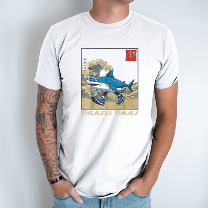 Unisex marškinėliai su spauda „Tralalelo Tralala banga“ - Image 2