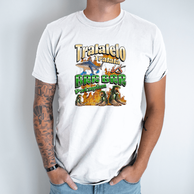 Unisex marškinėliai su spauda „Tralalelo VS Brr Patapim“