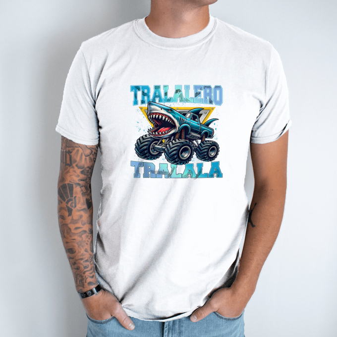 Unisex marškinėliai su spauda „Tralalero Tralala monstras“