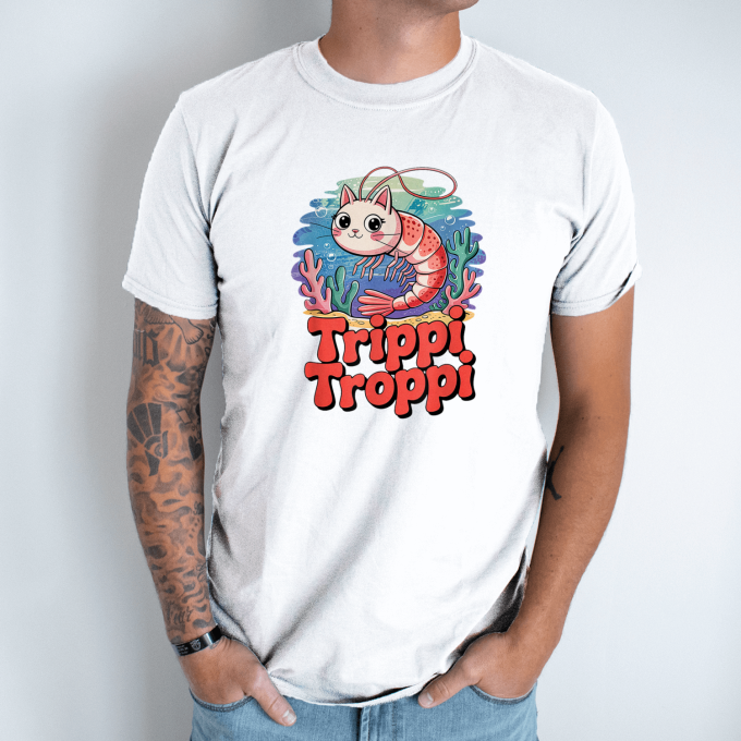 Unisex marškinėliai su spauda „Trippi Troppi krabukė“ - Image 2