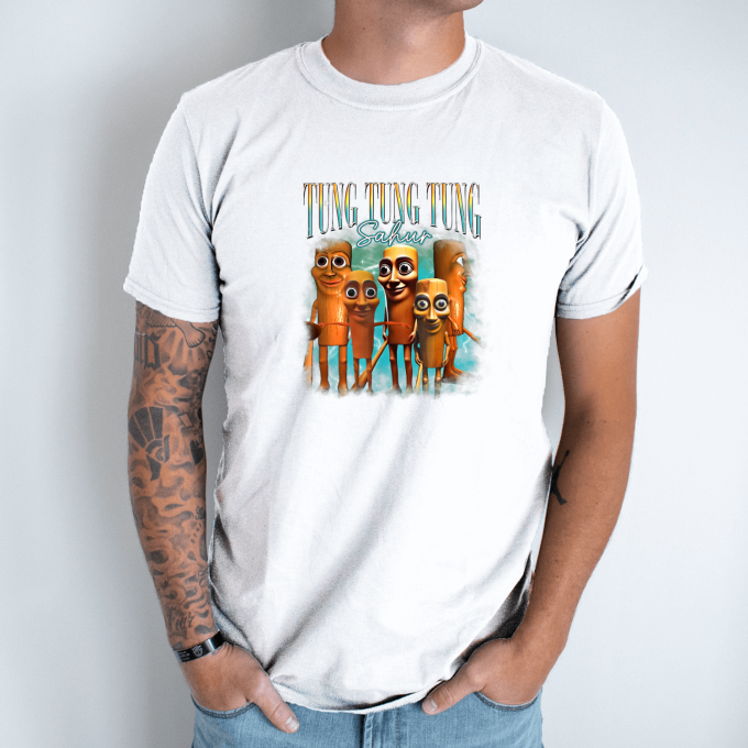 Unisex marškinėliai su spauda „Tung Tung Tung Sahur Brigada“ - Image 2