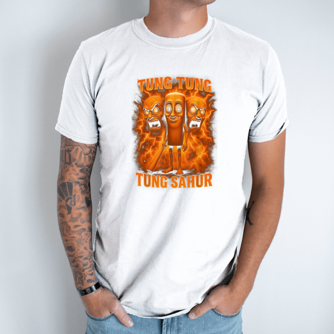 Unisex marškinėliai su spauda „Tung Tung Tung Sahur Pykčio sprogimas“ - Image 2