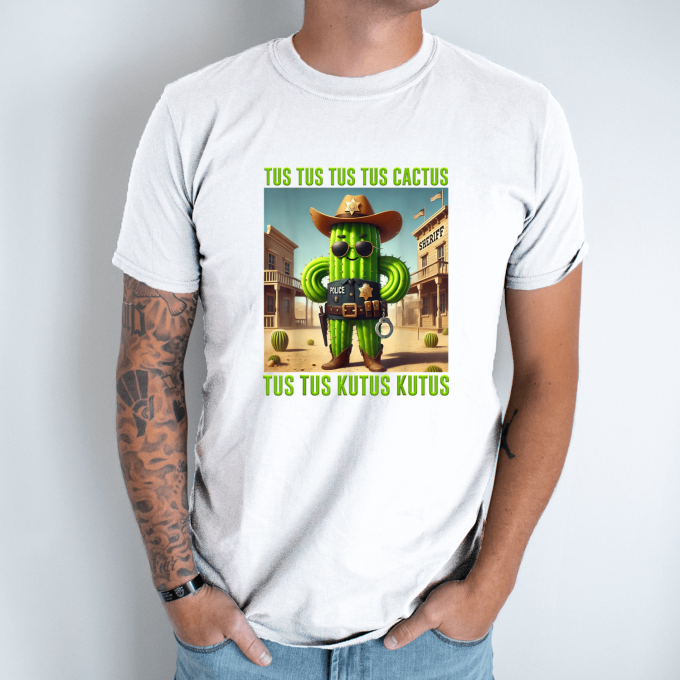 Unisex marškinėliai su spauda „Tus Tus Cactus Tus Kutus“ - Image 2