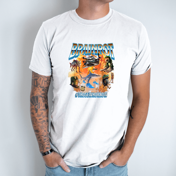 Unisex marškinėliai su spauda „Italian Brainrot Liepsnojantis“ - Image 2