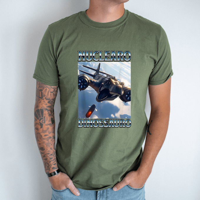 Unisex marškinėliai su spauda „Nuclearo Dinossauro“ - Image 2