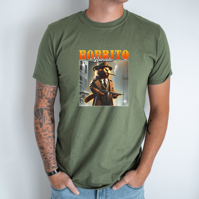 Unisex marškinėliai su spauda „Bobrito Bandito“ - Image 3