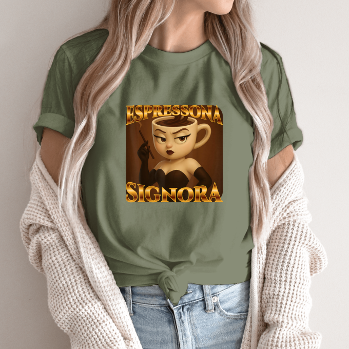 Unisex marškinėliai su spauda „Espressona Signora“ - Image 2