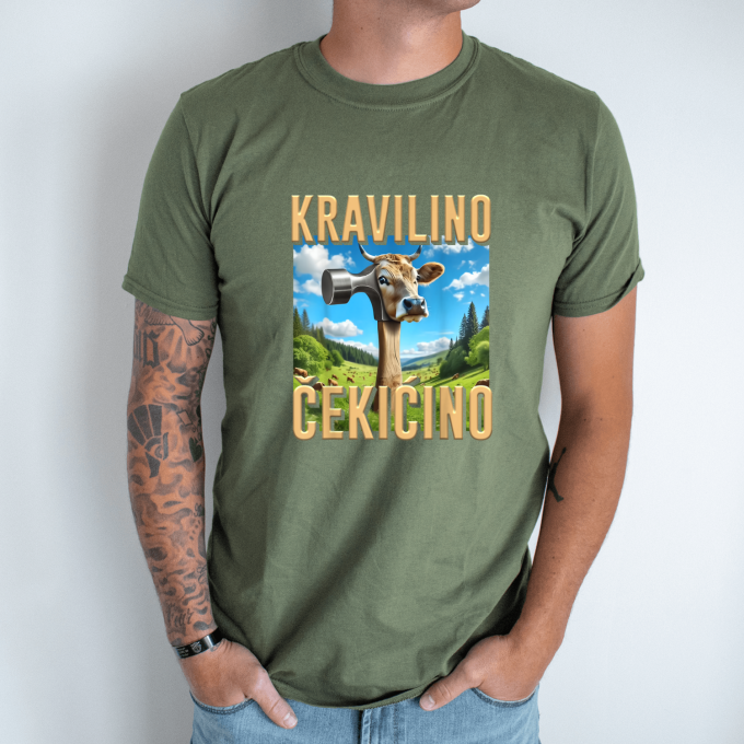 Unisex marškinėliai su spauda „Kravilino Cekicino“ - Image 3