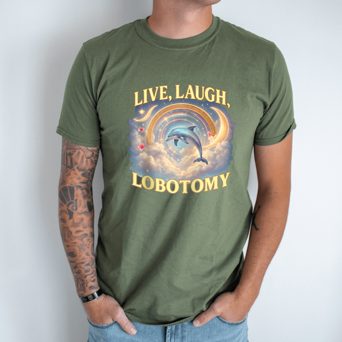 Unisex marškinėliai su spauda „Live Laugh Lobotomy“ - Image 3