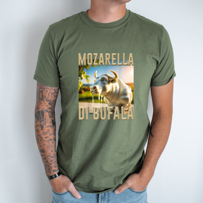 Unisex marškinėliai su spauda „Mozarella Di Bufala“ - Image 3