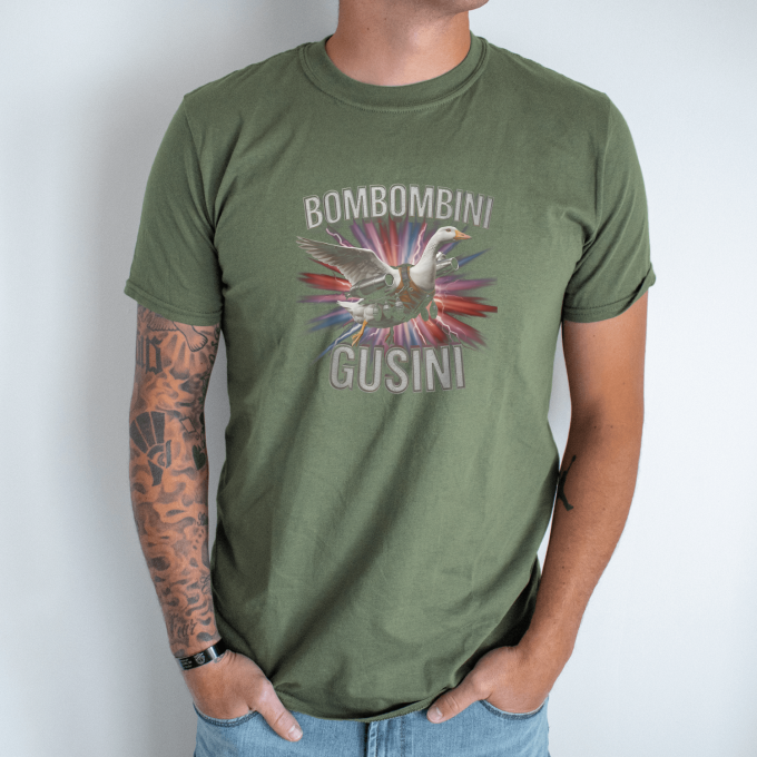 Unisex marškinėliai su spauda „Bombombini Gusini reaktyvas“ - Image 3