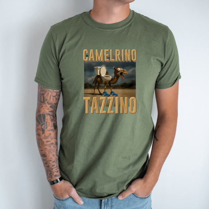 Unisex marškinėliai su spauda „Camelrino Tazzino“ - Image 3