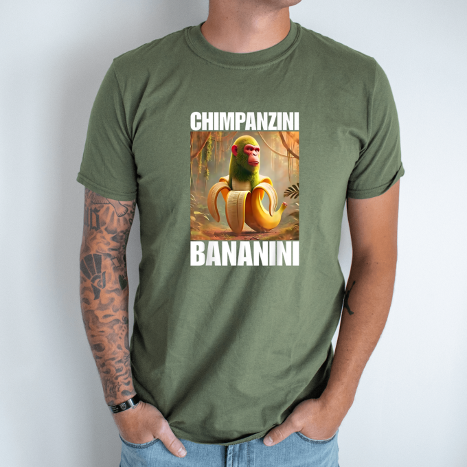 Unisex marškinėliai su spauda „Chimpanzini Bananini“ - Image 2