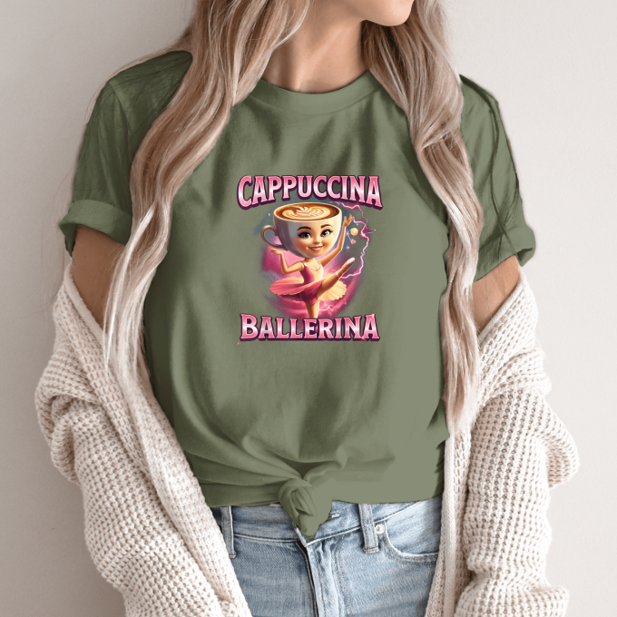Unisex marškinėliai su spauda „Ballerina Cappuccino Gracija“ - Image 2