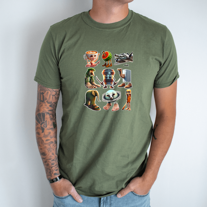Unisex marškinėliai su spauda „Italian Brainrot Lipdukų pakas“ - Image 3