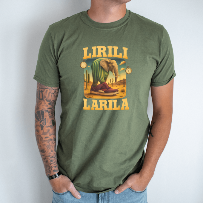 Unisex marškinėliai su spauda „Lirili Larila-sportbačiai“ - Image 3