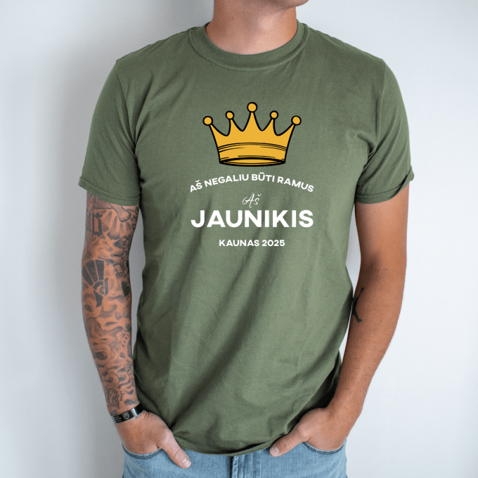 Unisex marškinėliai su spauda „Negaliu būti ramus“ - Image 2
