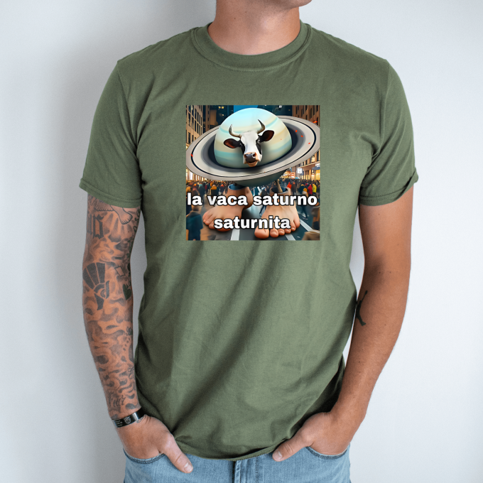 Unisex marškinėliai su spauda „Saturno Saturnita“ - Image 3
