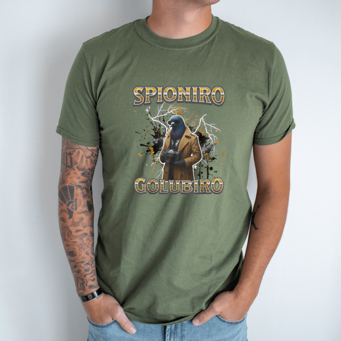 Unisex marškinėliai su spauda „Spioniro Golubiro“ - Image 2