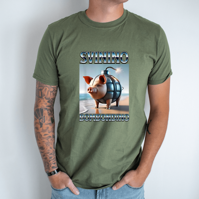 Unisex marškinėliai su spauda „Svinino Bombondino“ - Image 2
