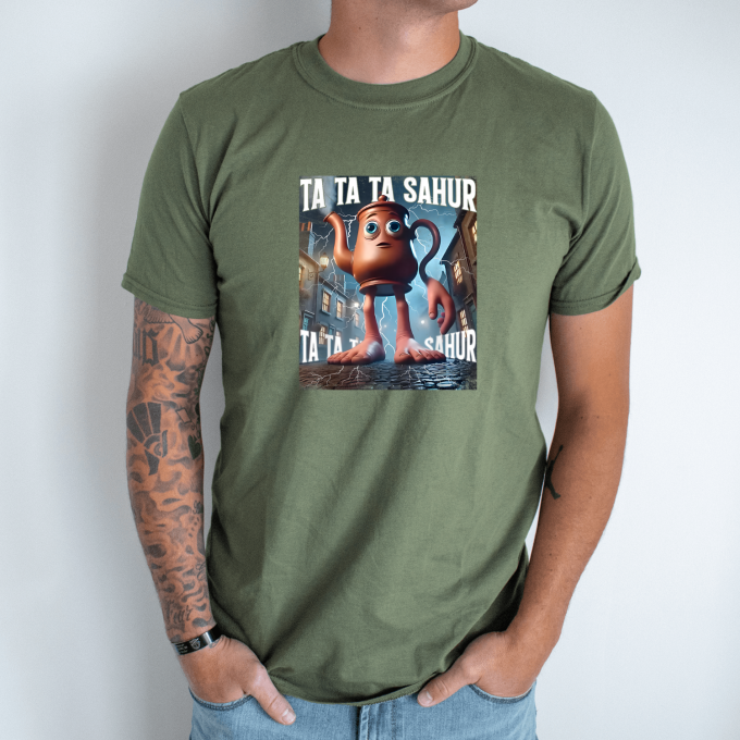 Unisex marškinėliai su spauda „Ta Ta Ta Sahur, Tung Tung Tung“ - Image 3