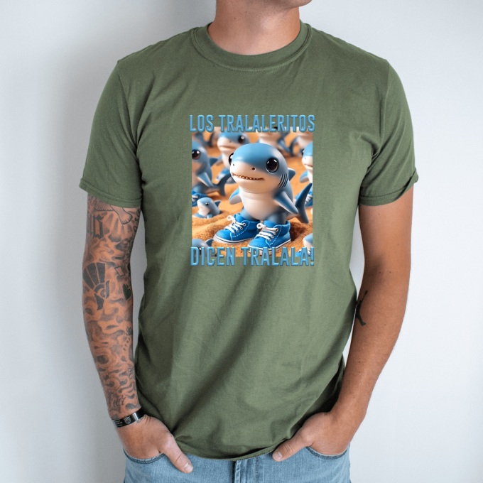Unisex marškinėliai su spauda „Tralaleritos sako tralala“ - Image 3