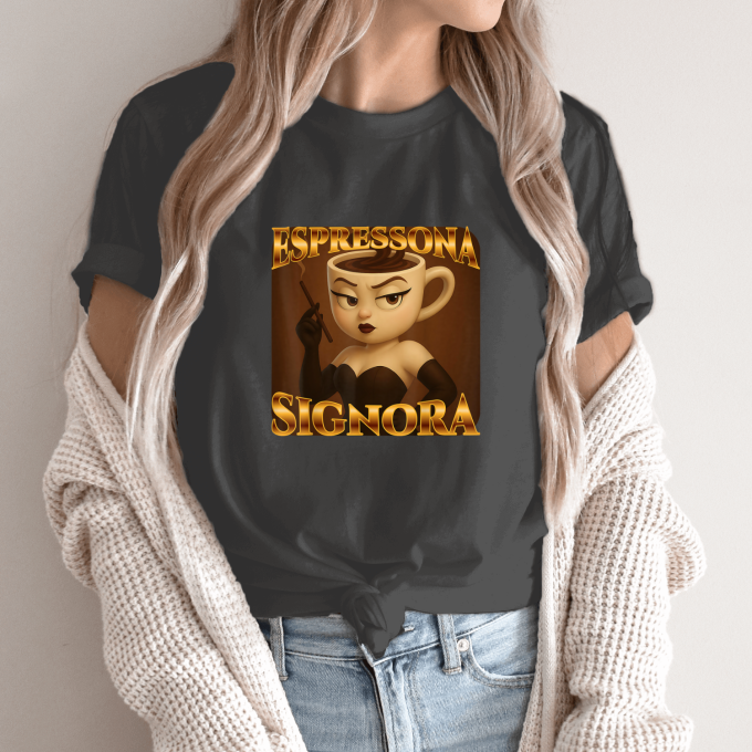 Unisex marškinėliai su spauda „Espressona Signora“ - Image 6