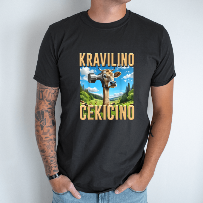 Unisex marškinėliai su spauda „Kravilino Cekicino“ - Image 8