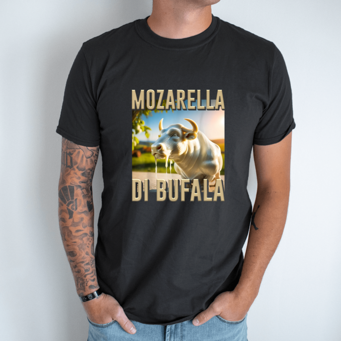 Unisex marškinėliai su spauda „Mozarella Di Bufala“