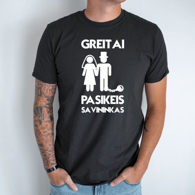 Unisex marškinėliai su spauda „Greitai pasikeis savininkas“ - Image 8