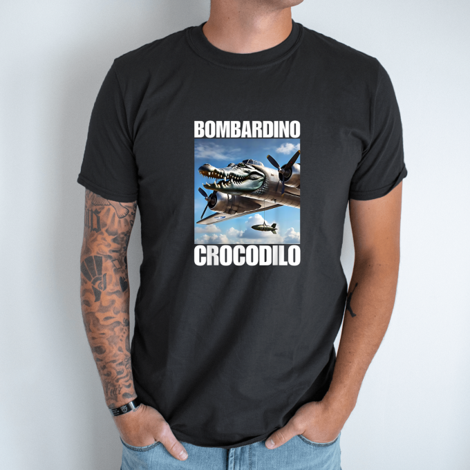 Unisex marškinėliai su spauda „Bombardino Crocodilo“ - Image 7