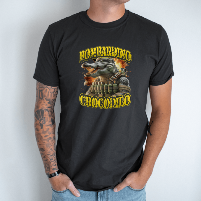 Unisex marškinėliai su spauda „Bombardino Crocodilo Granatų komandosas“