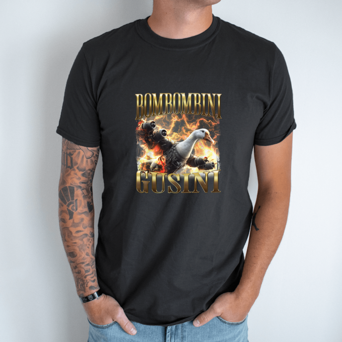 Unisex marškinėliai su spauda „Bombombini Gusini turbo skrydis“ - Image 8