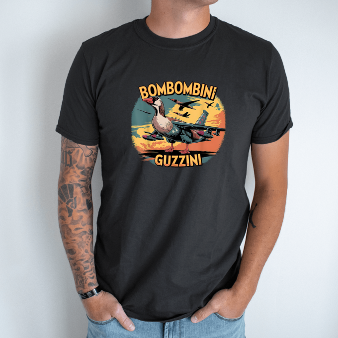 Unisex marškinėliai su spauda „Bombombini Guzzini retro“