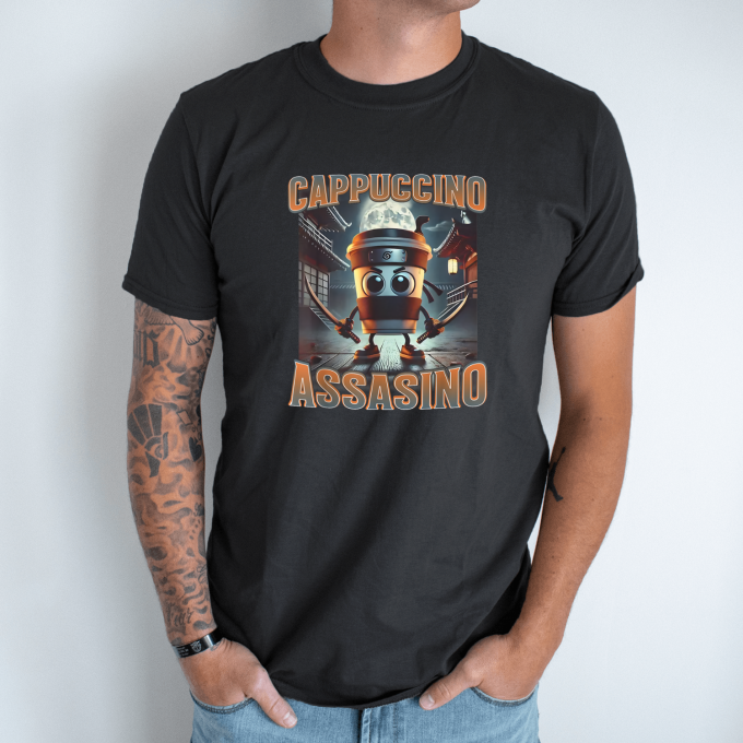 Unisex marškinėliai su spauda „Cappuccino Assassino“ - Image 8