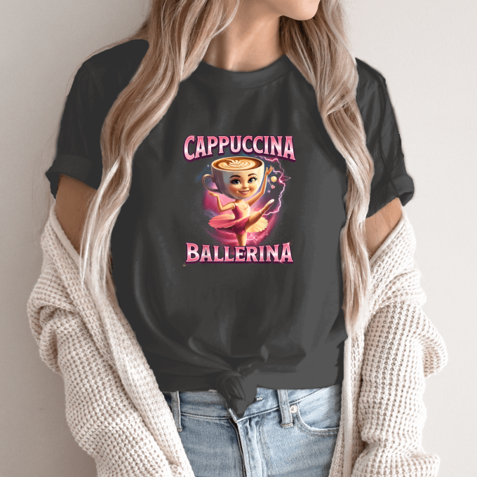 Unisex marškinėliai su spauda „Ballerina Cappuccino Gracija“ - Image 6