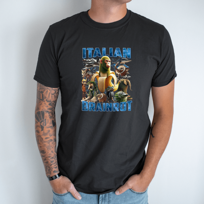 Unisex marškinėliai su spauda „Italian Brainrot Tropinis valdovas“ - Image 7