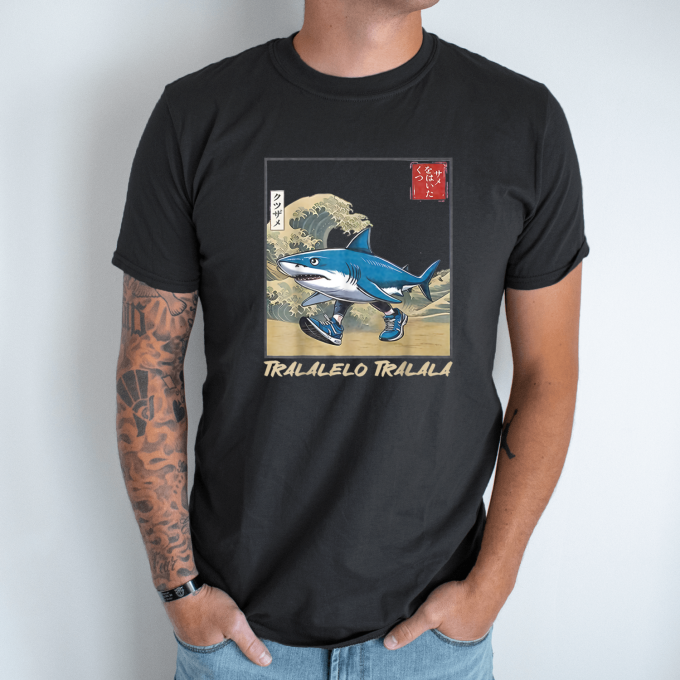 Unisex marškinėliai su spauda „Tralalelo Tralala banga“ - Image 8