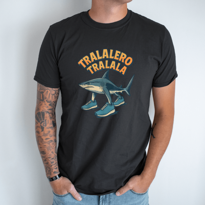 Unisex marškinėliai su spauda „Tralalero Tralala minimal“ - Image 8