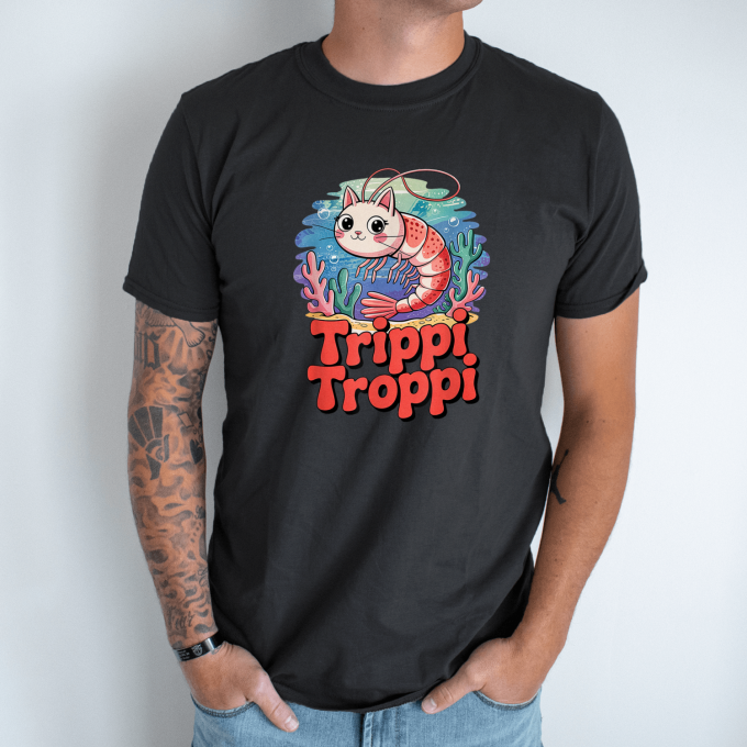 Unisex marškinėliai su spauda „Trippi Troppi krabukė“ - Image 8