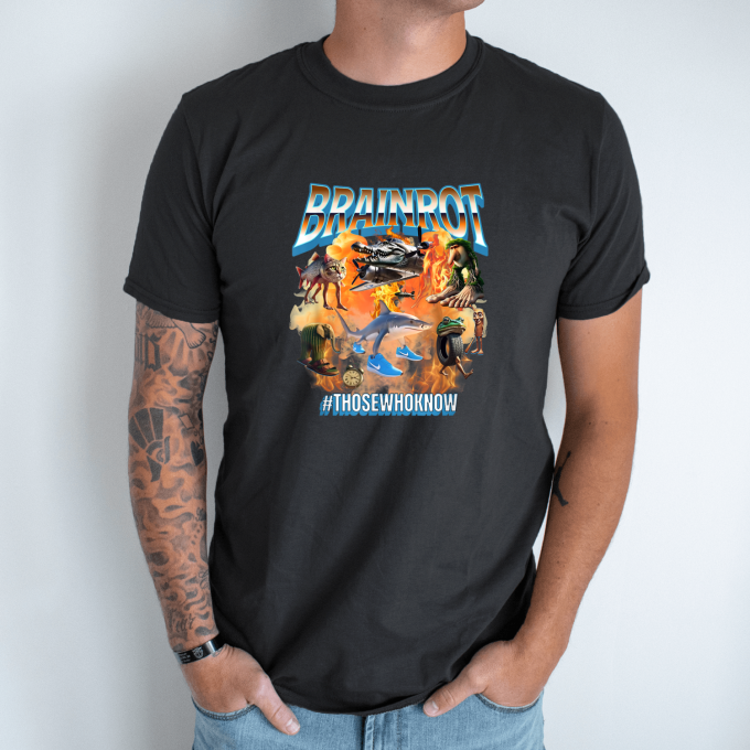 Unisex marškinėliai su spauda „Italian Brainrot Liepsnojantis“ - Image 8