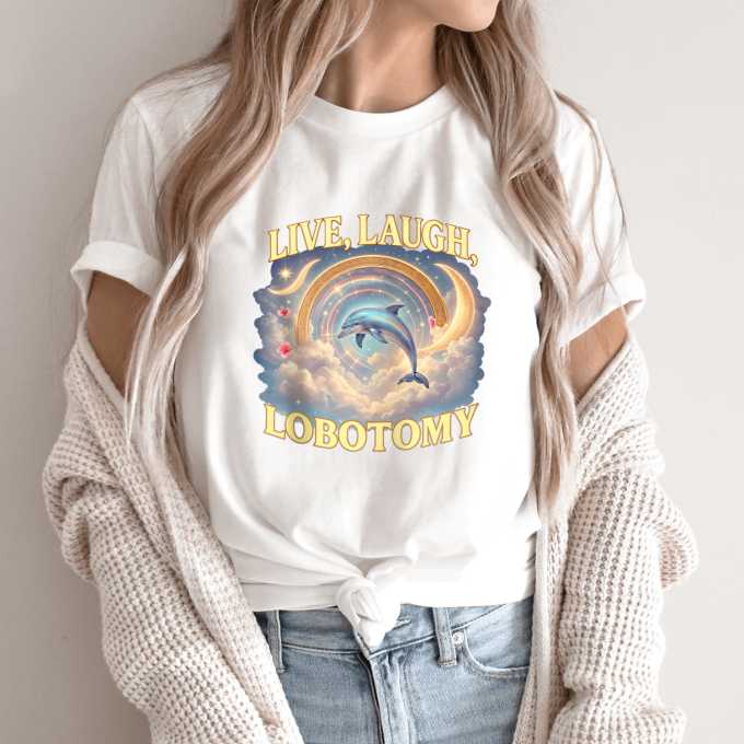 Unisex marškinėliai su spauda „Live Laugh Lobotomy“ - Image 9